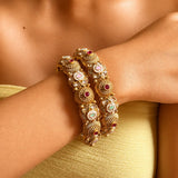 Gold Kundan Meenakari Kada Bangle Set - Jajra