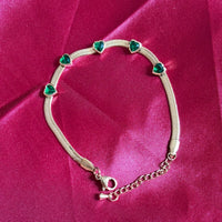 Green Heart Stone Chain Bracelet - Jajra