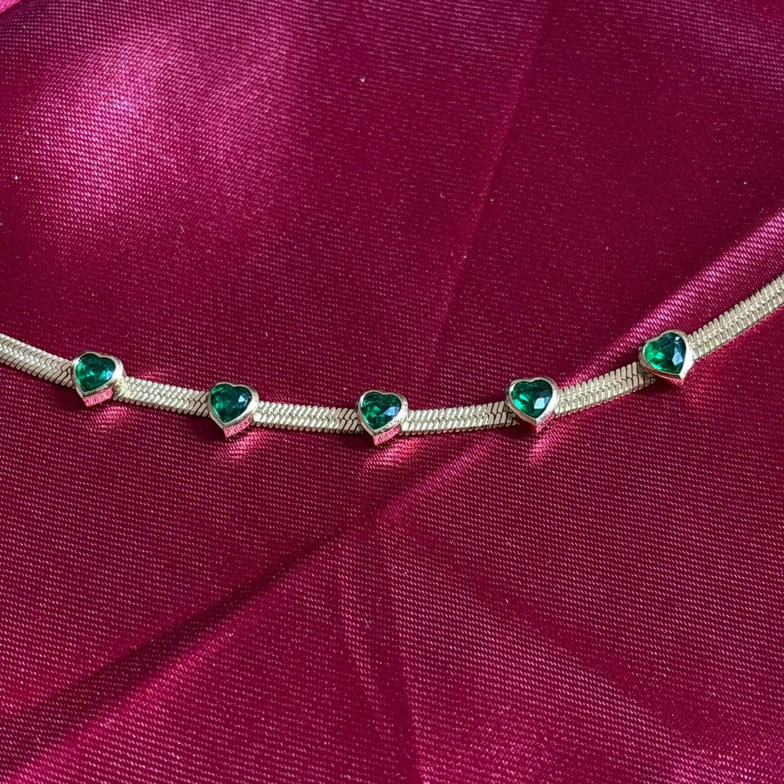 Green Heart Stone Chain Bracelet