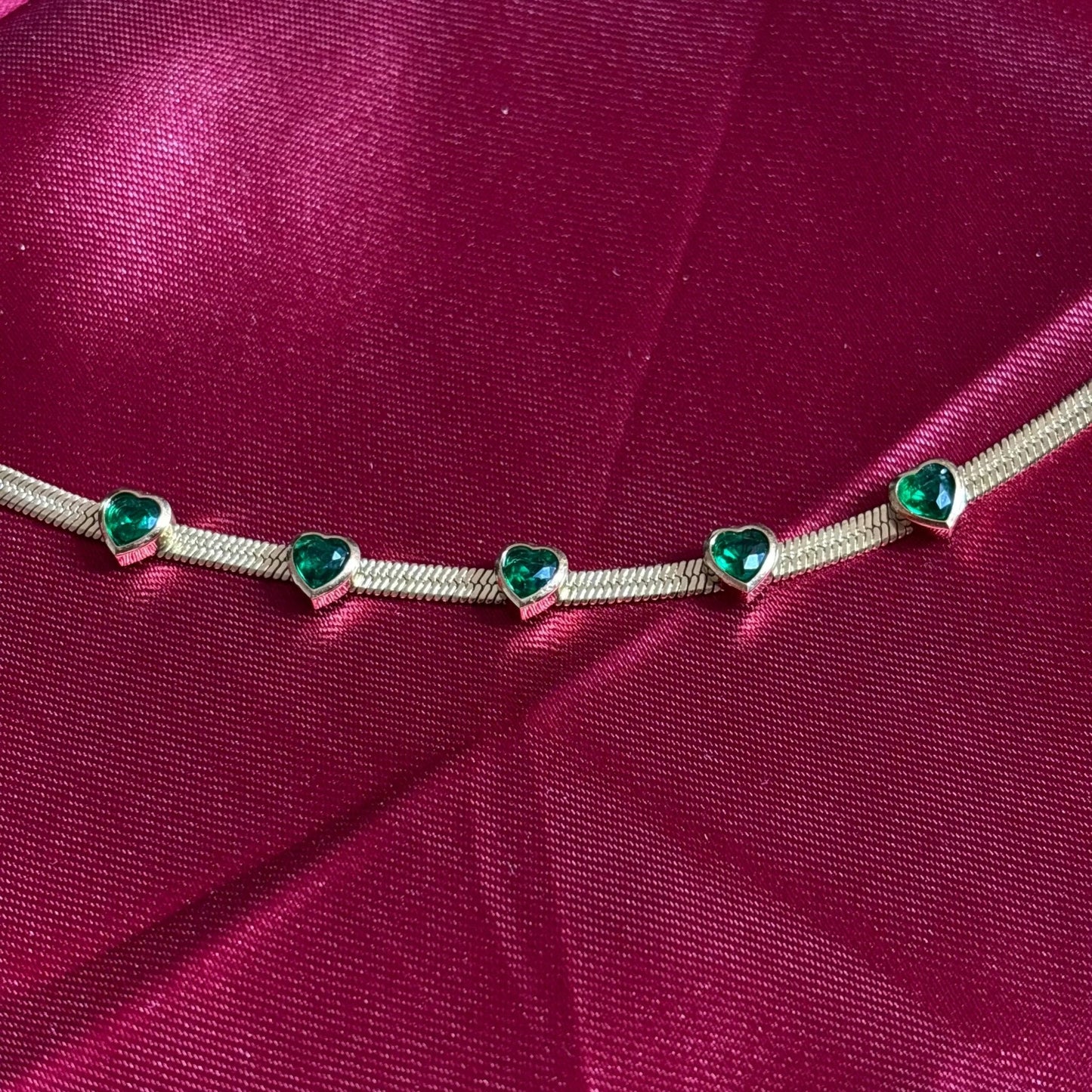 Green Heart Stone Chain Bracelet - Jajra