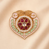 Heart-Shaped Meenakari Pearl Brass Statement Ring - Jajra™