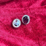 Kate Oval Purple Stone American Diamond Earrings - Jajra