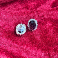 Kate Oval Purple Stone American Diamond Earrings - Jajra