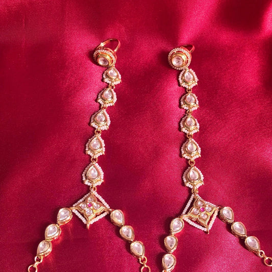 Kundan Pearl Hathphool Bracelet Set - Jajra™