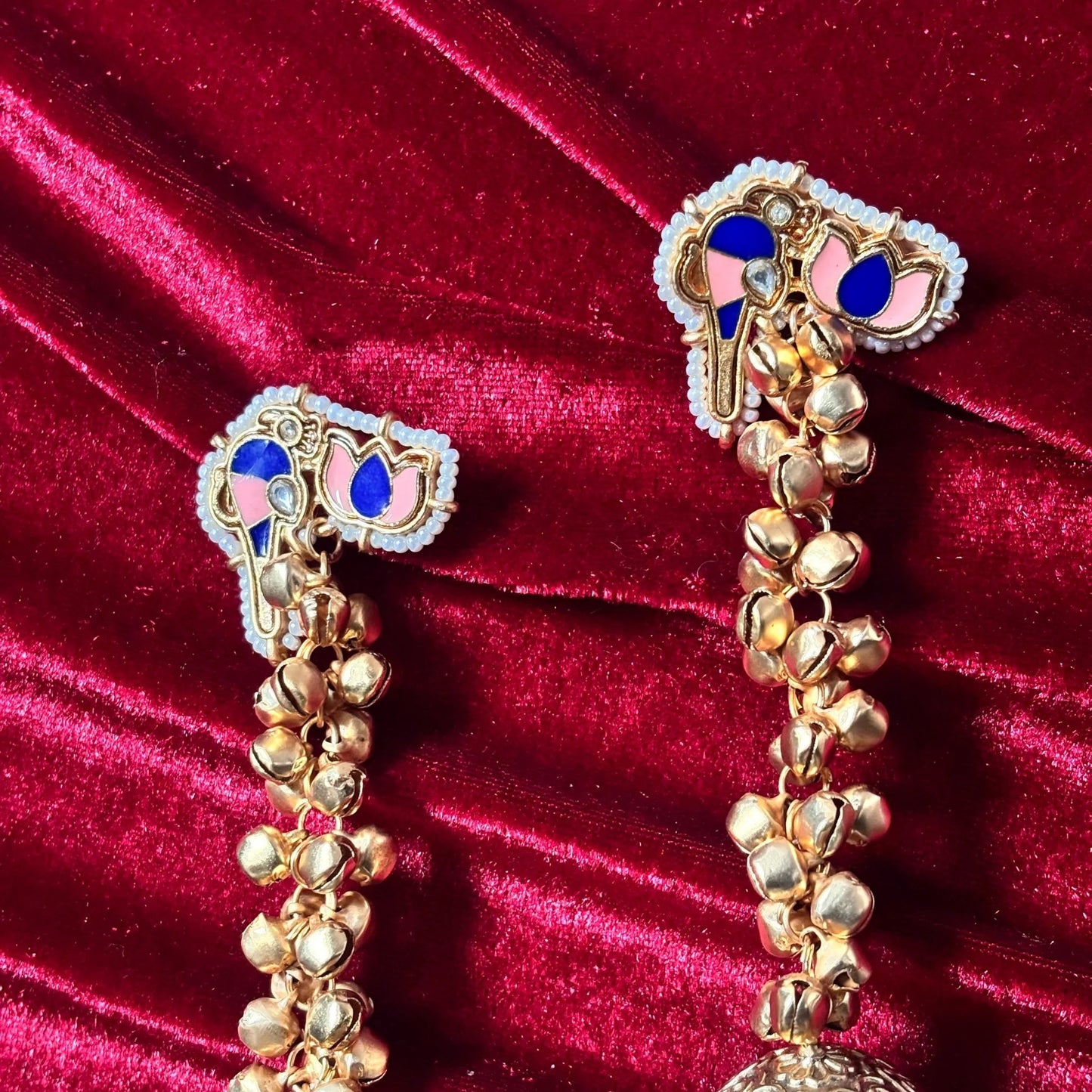 Meher Brass Dove Lotus Drop Jhumka Earrings with Pearls - Jajra