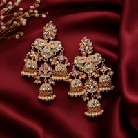 Mint Green Meenakari Kundan Brass Jhumka Earrings - Jajra™