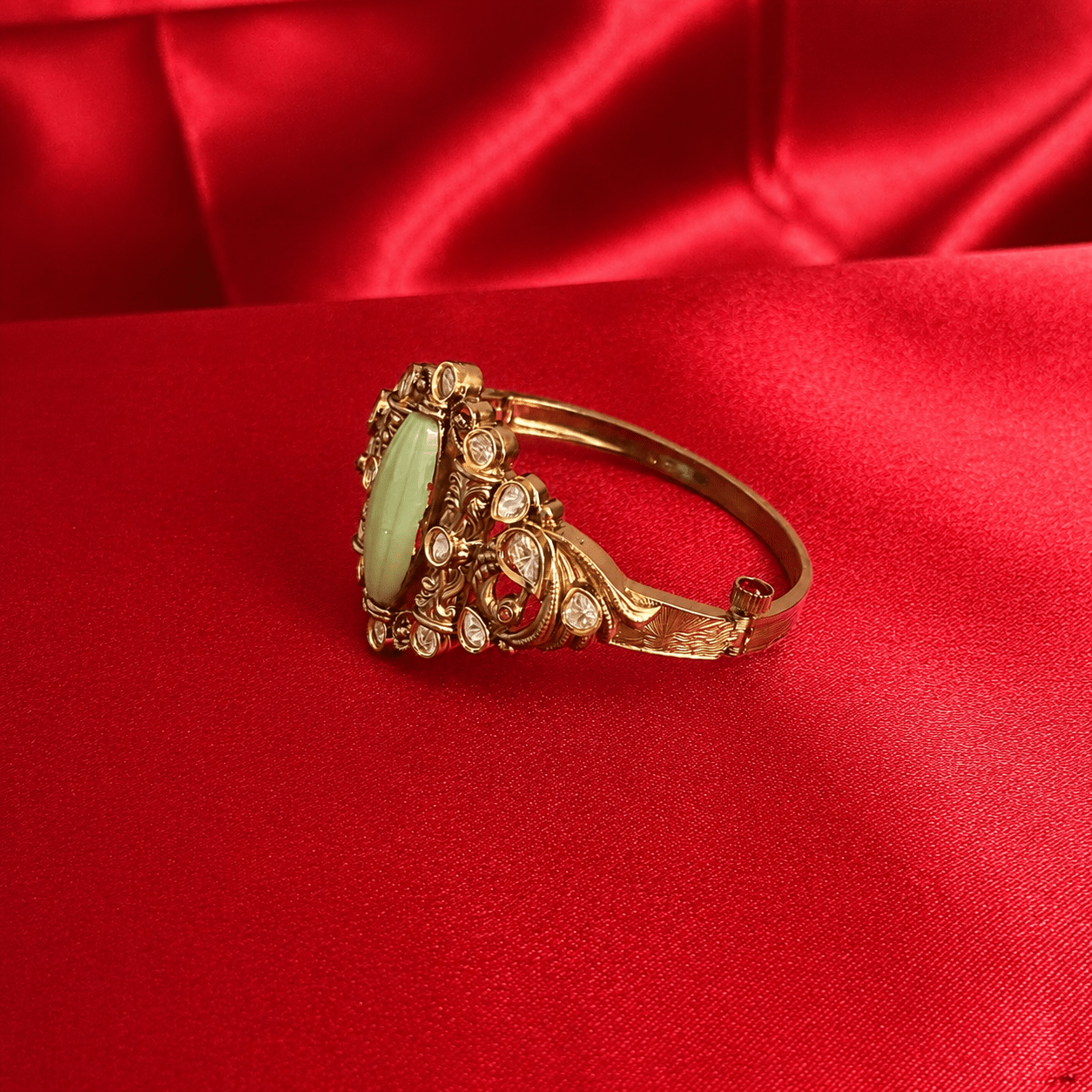 Mint Green Stone Cuff Bracelet - Jajra