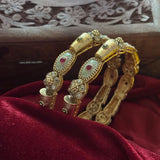 Mint Meenakari Stone Kada Bangle Pair - Jajra
