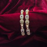 Mint Meenakari Stone Kada Bangle Pair - Jajra