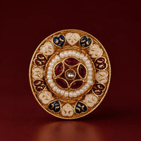 Multicolour Meenakari Pearl Brass Statement Ring - Jajra™
