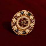 Multicolour Meenakari Pearl Brass Statement Ring - Jajra™