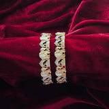 Pastel Meenakari Elephant Kada Bangle Pair - Jajra