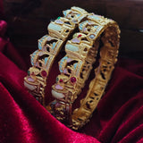 Pastel Meenakari Elephant Kada Bangle Pair - Jajra