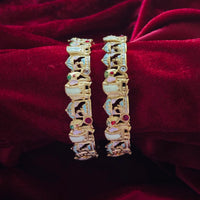 Pastel Meenakari Elephant Kada Bangle Pair - Jajra