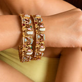 Pastel Meenakari Elephant Kada Bangle Pair - Jajra