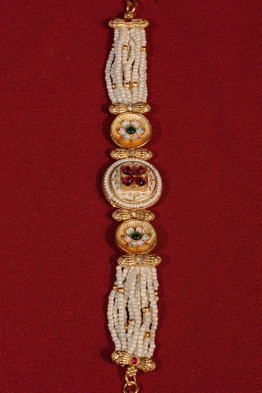 Pearl Beaded Floral Stone Bracelet - Jajra™
