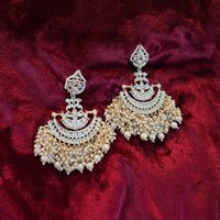 SAMAIRA Pure Brass White Lotus Kundan Chandbali Earrings - Jajra™