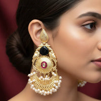 SIA Pure Brass Begum Hazrat Mahal Statement Earrings - Jajra
