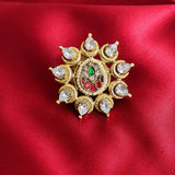 Traditional Kundan-Style Pearl Brass Adjustable Ring - Jajra™