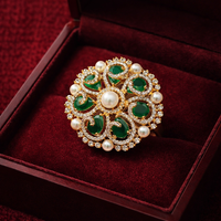 Zarmin American Diamond Floral Polki Gold Tone Ring