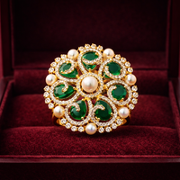 Zarmin American Diamond Floral Polki Gold Tone Ring