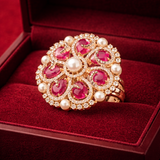 Zarmin American Diamond Floral Polki Gold Tone Ring