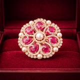 Zarmin American Diamond Floral Polki Gold Tone Ring