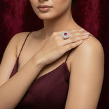 Zayra American Diamond Pink Shimmering Statement Ring - Jajra