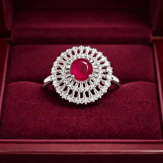 Zayra American Diamond Pink Shimmering Statement Ring - Jajra